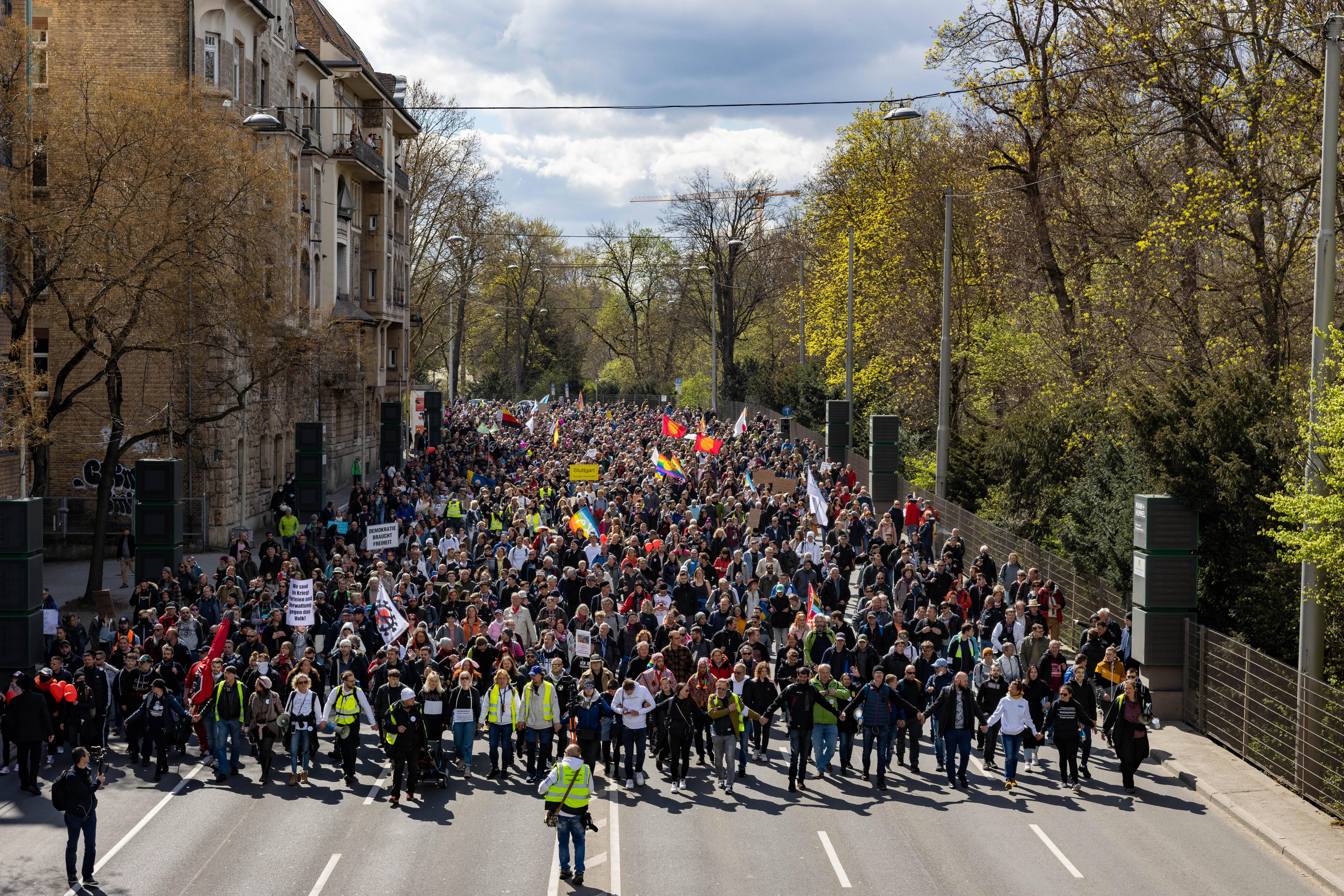 Demonstration von Querdenken 711 in Stuttgart 03.04.2021 Unter dem Motto: Das Jahr der Freiheit - Grundrechte sind nich