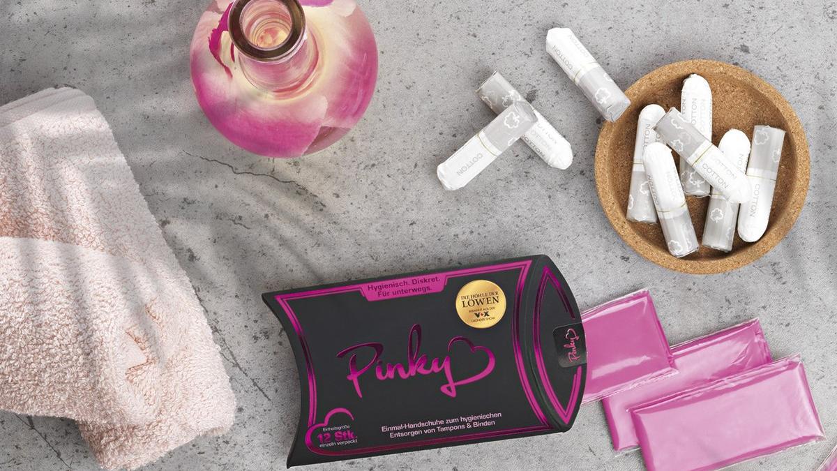 "Pinky" Hygienehandschuhe zum Entsorgen von Tampons und Binden
