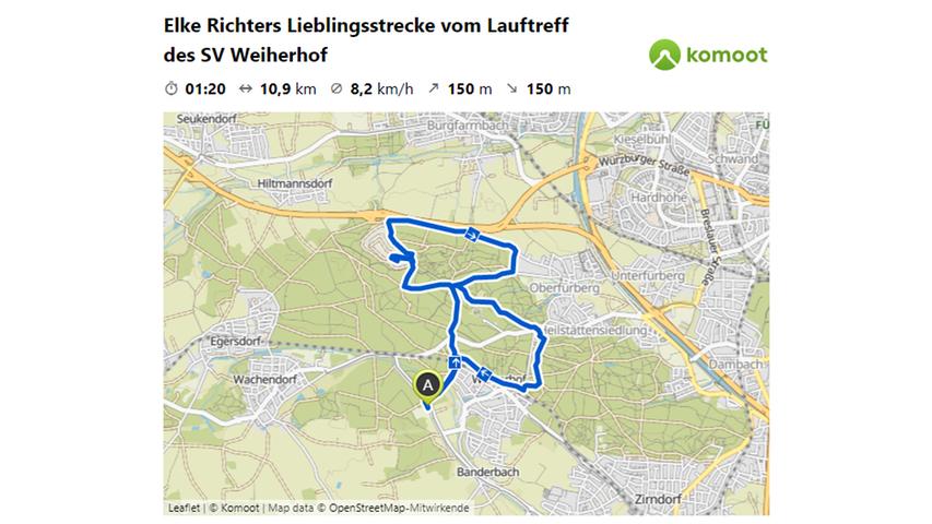 Hier geht es zur Lieblingsstrecke von Elke Richter.  © OpenStreetMap-Mitwirkende