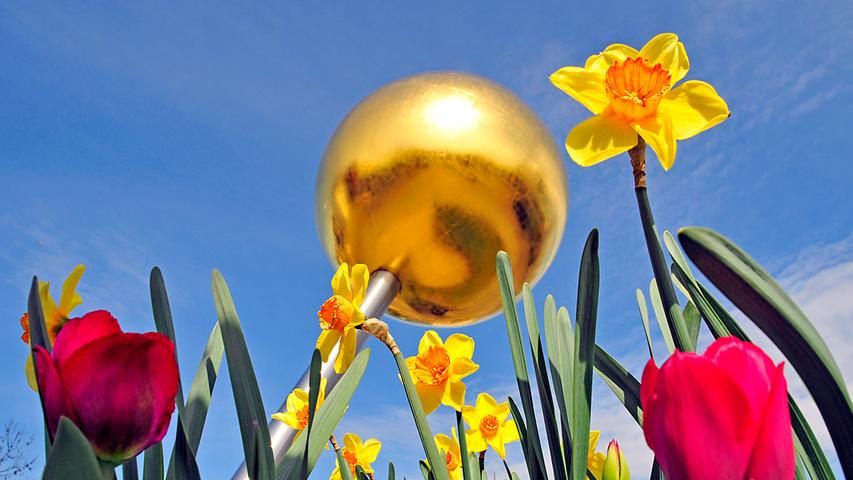 "Lichtblicke im April" - endlich mal wieder ein brauchbarer Frühlingstag, gesehen bei der Schwabacher Gold- Nadel am Stadtmuseum.