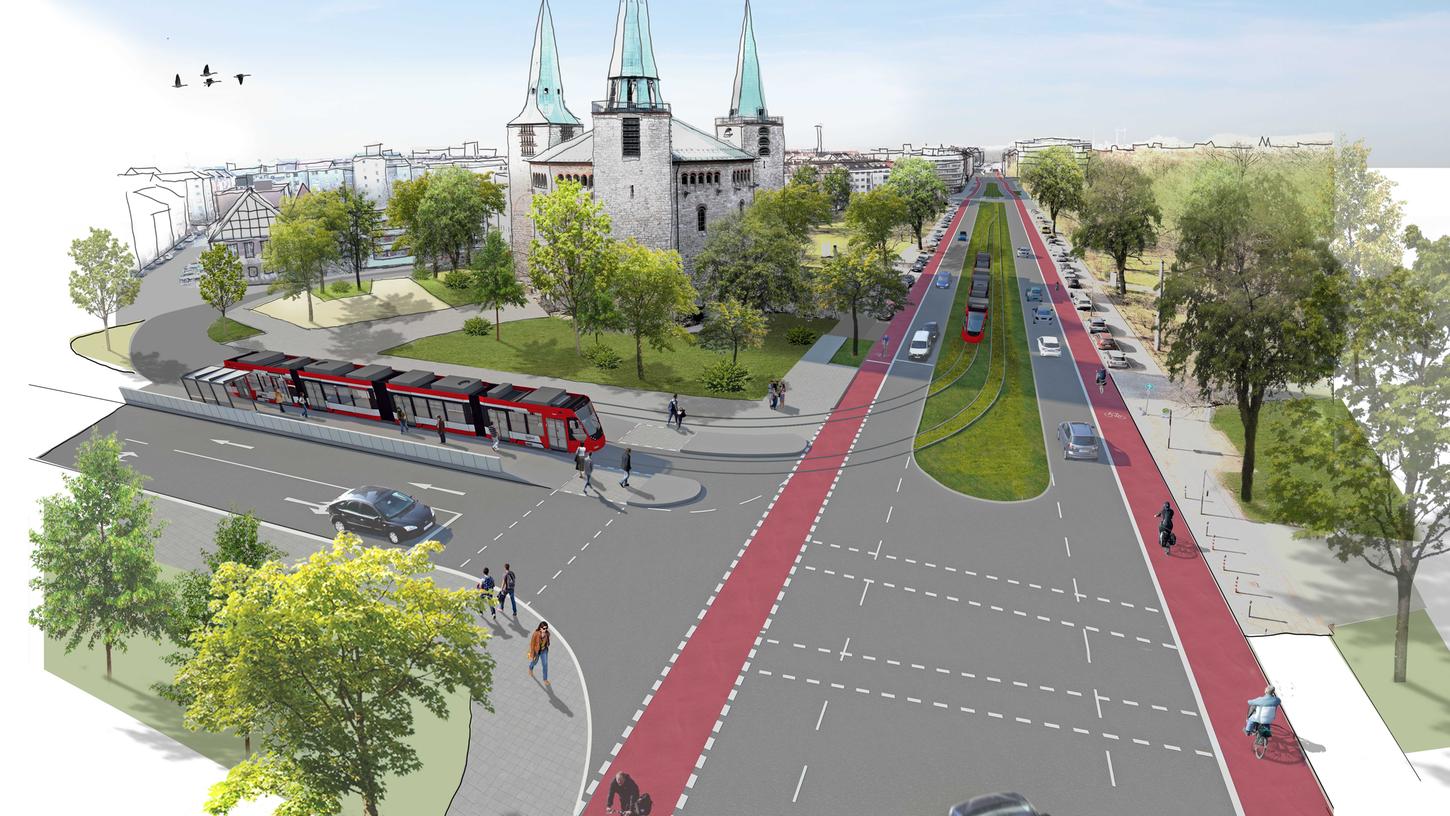 So könnte die Bayreuther Straße nach dem Umbau aussehen.
So könnte die Bayreuther Straße nach dem Umbau aussehen.