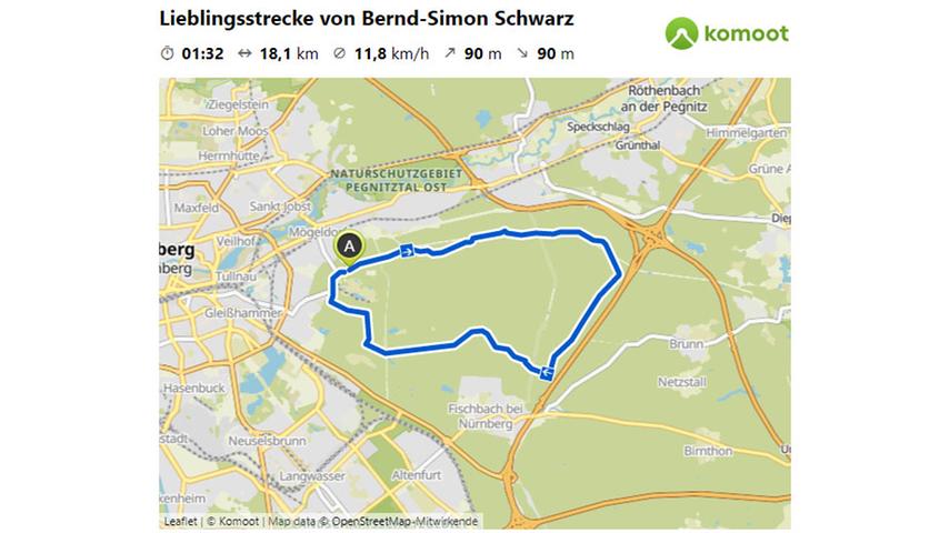 Hier geht es zur Lieblingsstrecke Bernd-Simon Schwarz.  © OpenStreetMap-Mitwirkende