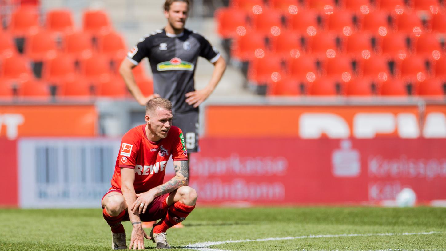 Am Boden: Für den 1. FC Köln wird die Luft im Abstiegskampf immer dünner. Gegen Freiburg unterliegen die Domstädter mit 1:4.
Am Boden: Für den 1. FC Köln wird die Luft im Abstiegskampf immer dünner. Gegen Freiburg unterliegen die Domstädter mit 1:4.