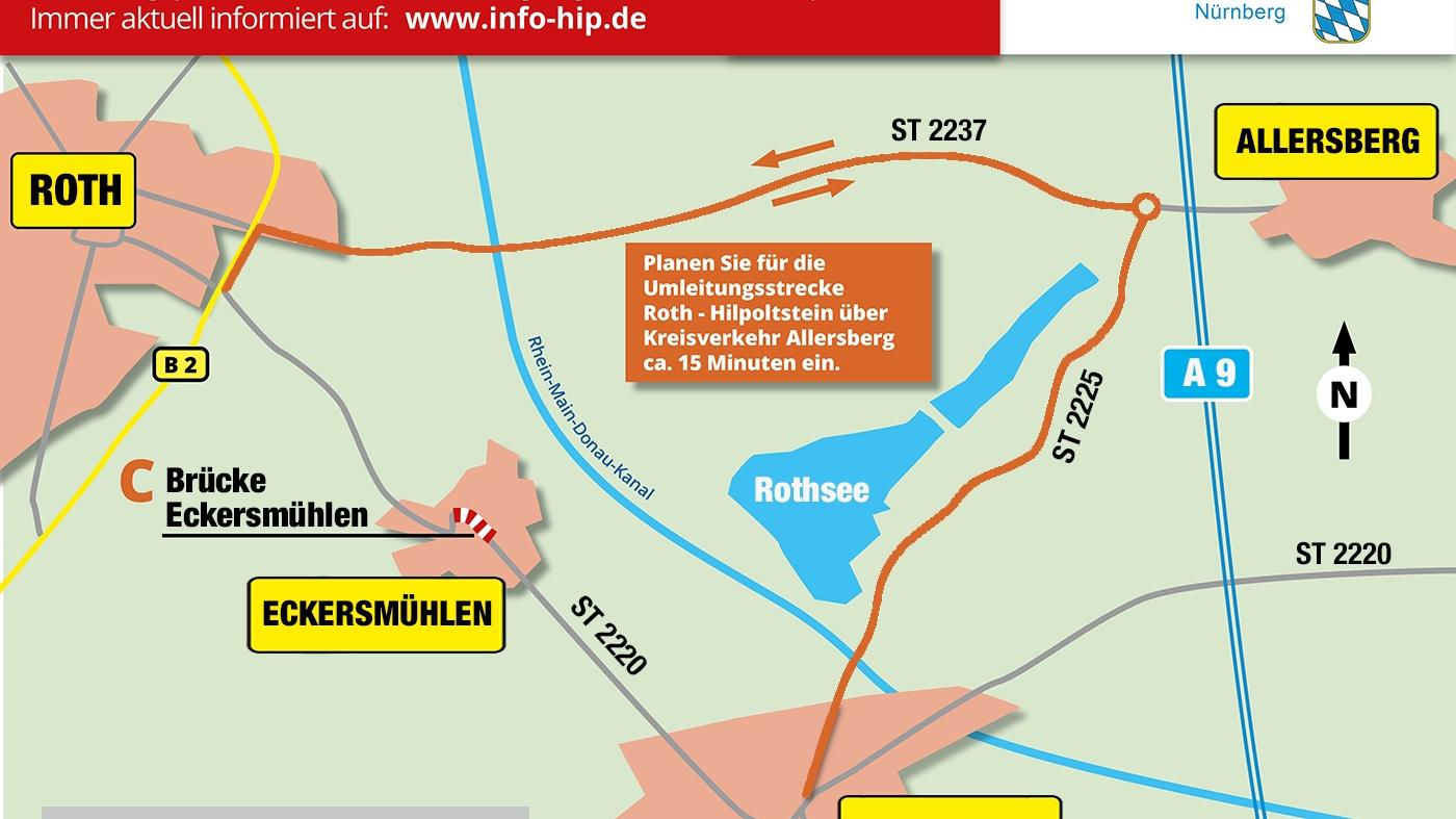 Ab Mitte Mai gilt die Umleitung über die orangene Route.
Ab Mitte Mai gilt die Umleitung über die orangene Route.