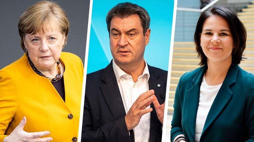 Das sind die Politiker, denen die Deutschen im Mai am meisten vertrauen: Angela Merkel (CDU), Markus Söder (CSU) und Annalena Baerbock (Grüne).