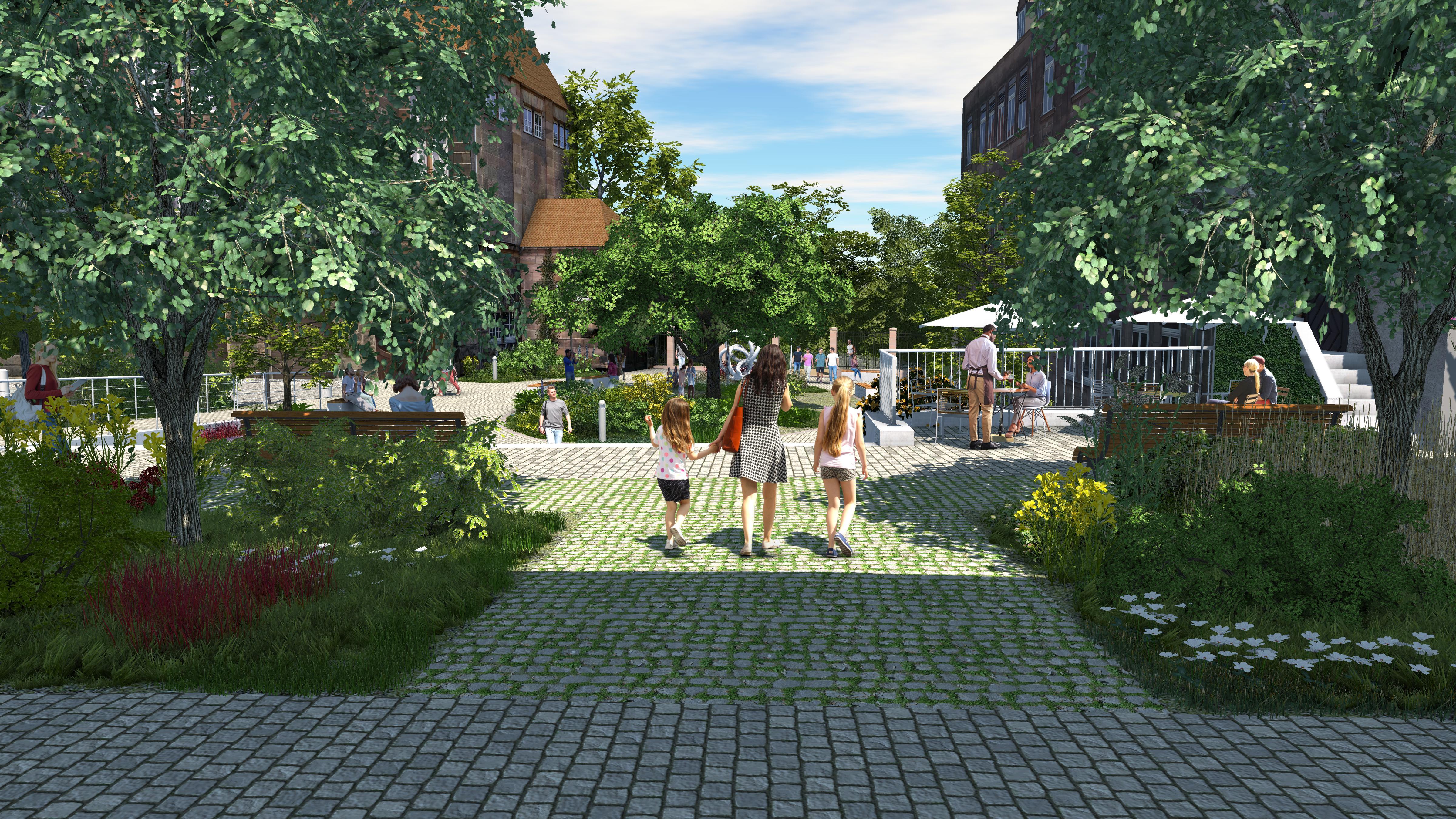 So könnte - nach einer Vision der Stadt Fürth - der Helmplatz einmal aussehen.