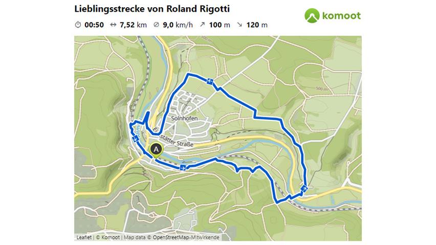 Hier geht es zur Lieblingsstrecke von Roland Rigotti. © OpenStreetMap-Mitwirkende