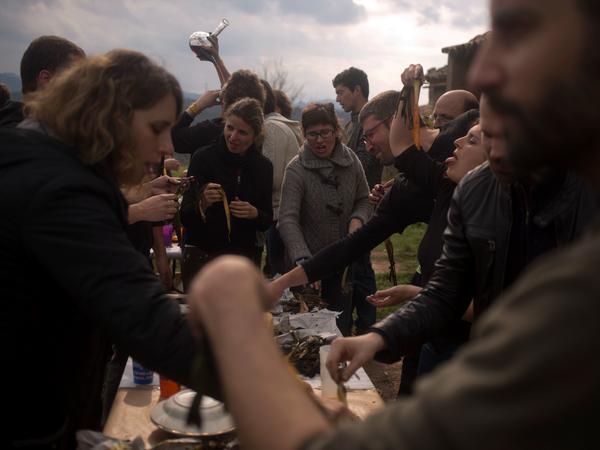 Calcotada Fest in Barcelona: Calcotada ist ein traditionelles bäuerliches Volksfest in Katalonien. Die Calcots ist eine Art Frühlingszwiebel bzw. Lauchzwiebel.
Calcotada Fest in Barcelona: Calcotada ist ein traditionelles bäuerliches Volksfest in Katalonien. Die Calcots ist eine Art Frühlingszwiebel bzw. Lauchzwiebel.