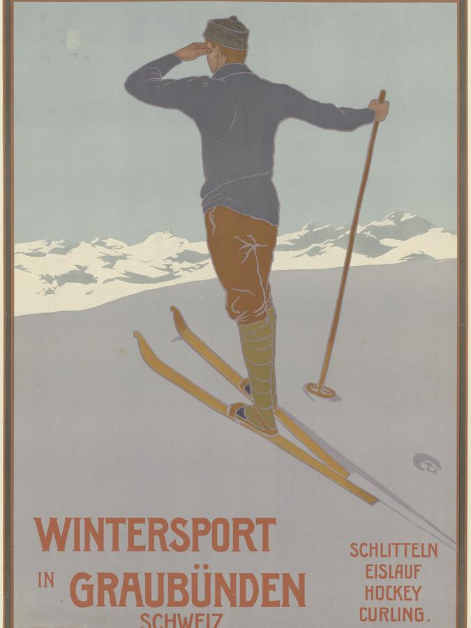 Mit diesem Plakat wurde 1907 für den "Wintersport in Graubünden" geworben. In dem Schweizer Kanton liegt Davos.
