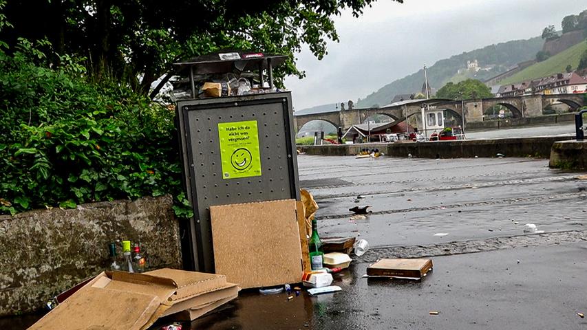Nach Partynacht: Haufenweise Müll am Mainufer