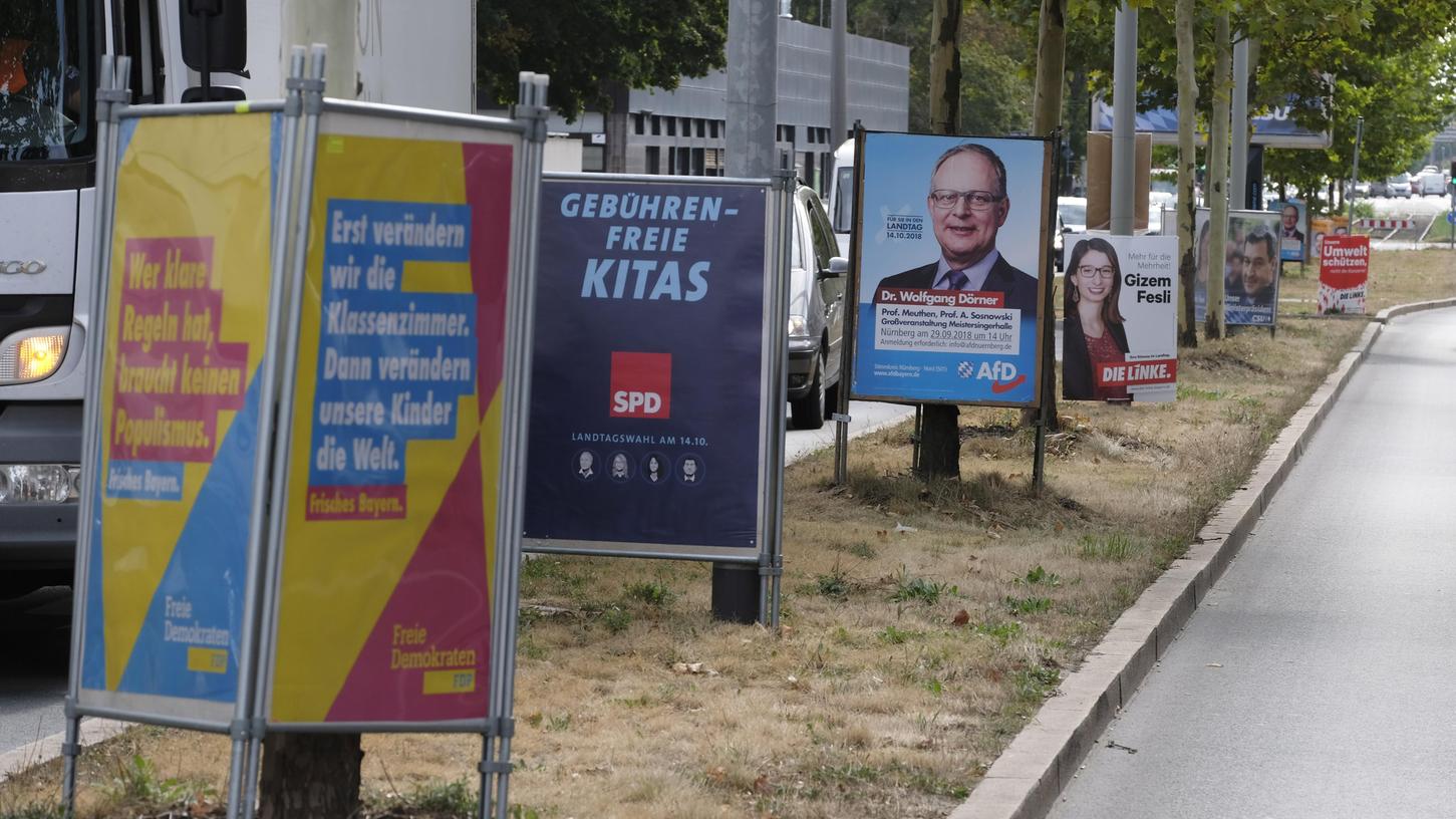43 Tage vor der Wahl dürfen die Parteien ihre Plakate aufstellen. Dieses Foto entstand vor der Landtagswahl 2018. 