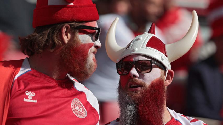 Denmark fans wait for the start of the UEFA EURO 2020 Group B football match between Denmark and Finland at the Parken Stadium in Copenhagen on June 12, 2021. (Photo by HANNAH MCKAY / POOL / AFP)