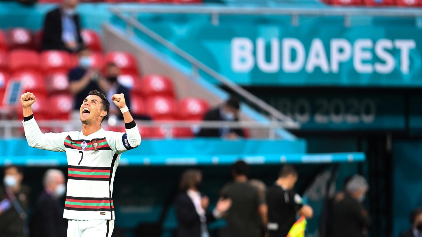 In Jubellaune: Cristiano Ronaldo traf gegen Ungarn zweimal. In Jubellaune: Cristiano Ronaldo traf gegen Ungarn zweimal.