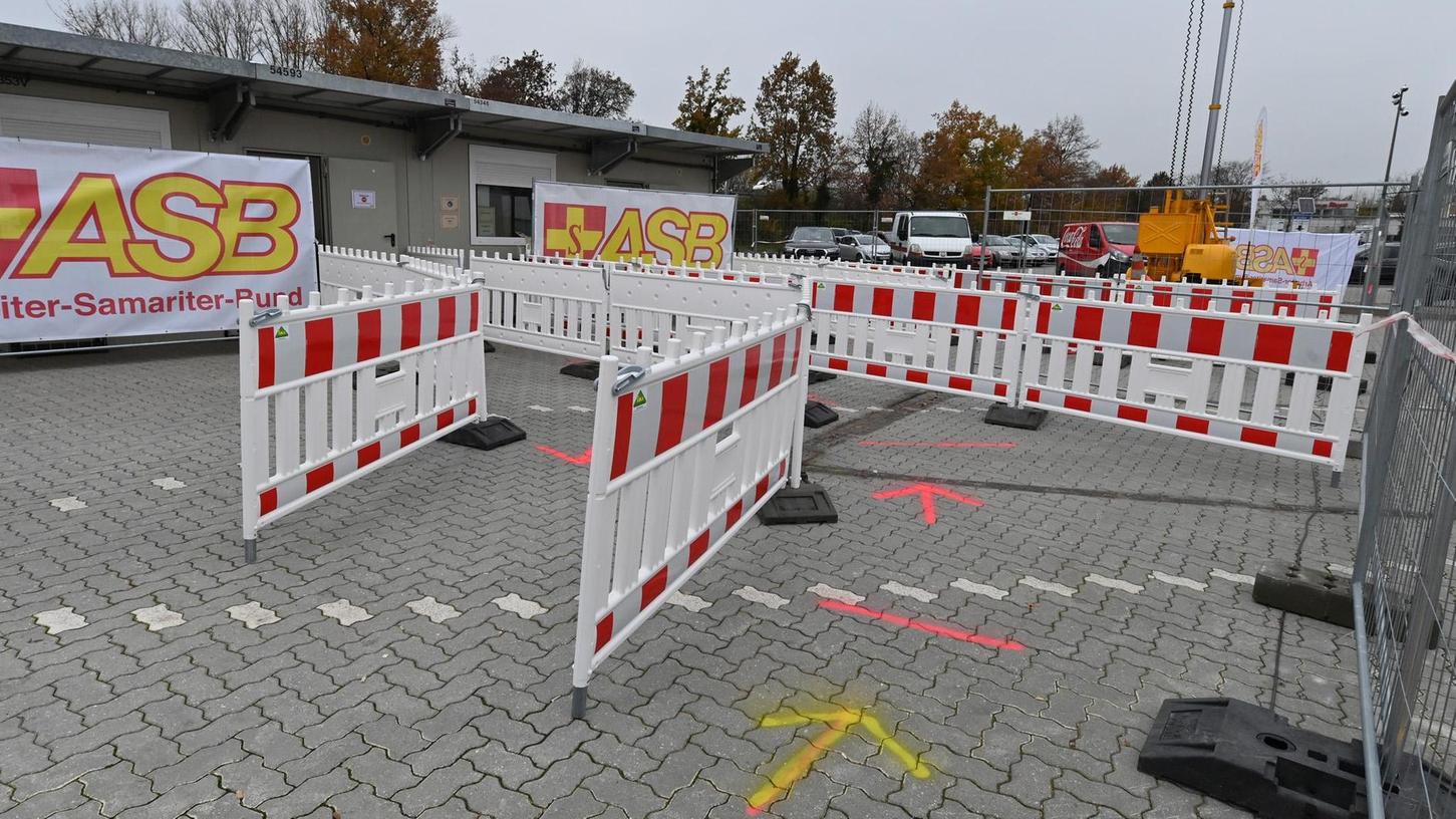 Das Testzentrum am Großparkplatz in Erlangen.