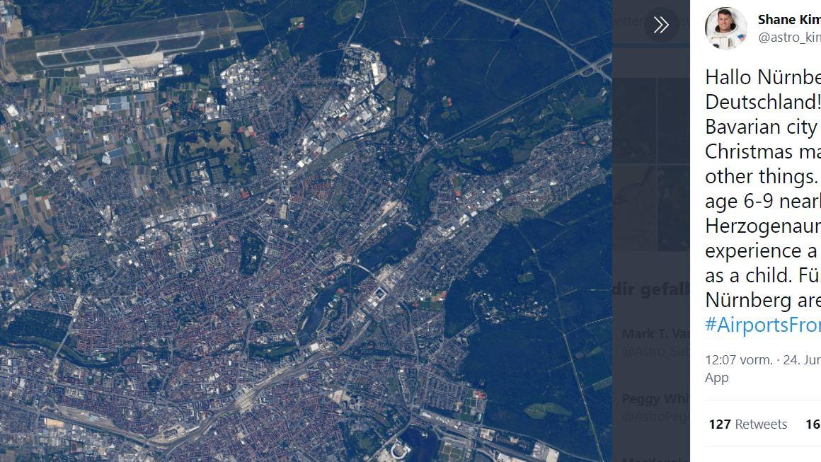 Die Satellitenaufnahme sieht aus wie von Google Earth, wurde aber von einem Astronauten der ISS aus dem All aufgenommen. 