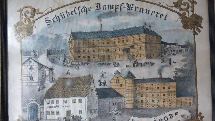 Die Schübelsche Dampfbrauerei existierte in Baiersdorf von 1870 bis 1920. Dieses Bild im "Haus Kupfmüller" zeugt von dieser Zeit.