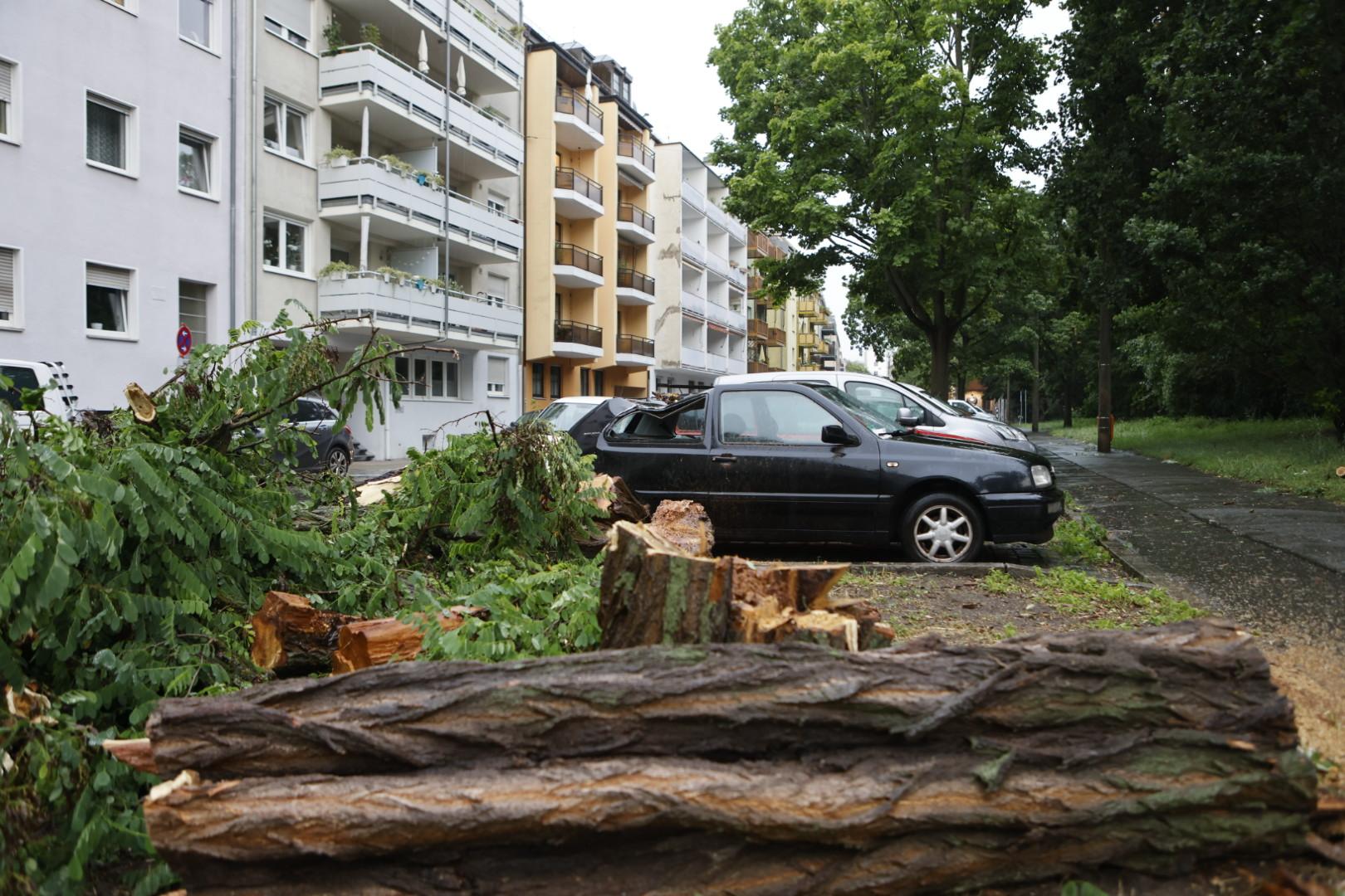 Die Bilanz sind zahlreiche umgestürzte Bäume, lahmgelegte Zugverbindungen, überflutete Unterführungen und Schäden an Baugerüsten.
