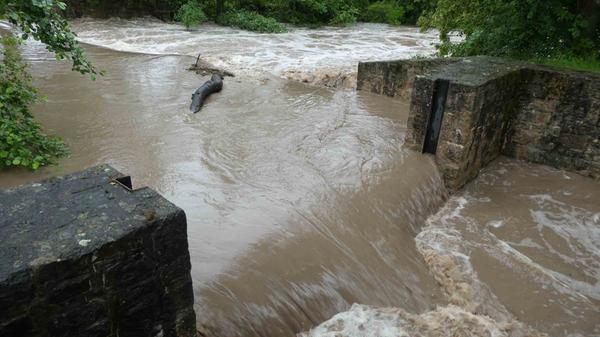 In Neustadt trat die Aisch über die Ufer.