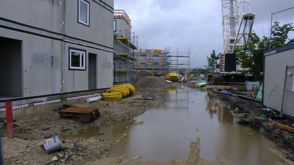 Die Neubaustelle beim ehemaligen Verbrauchermarkt in Höchstadt kam offenbar glimpflich davon.