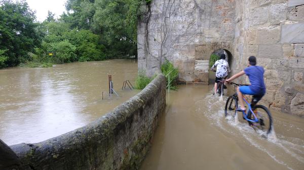 Feuchter Hindernisparcours hinterm Schloss.