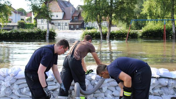 Hochwassereinsatz im Unteren Aischgrund.