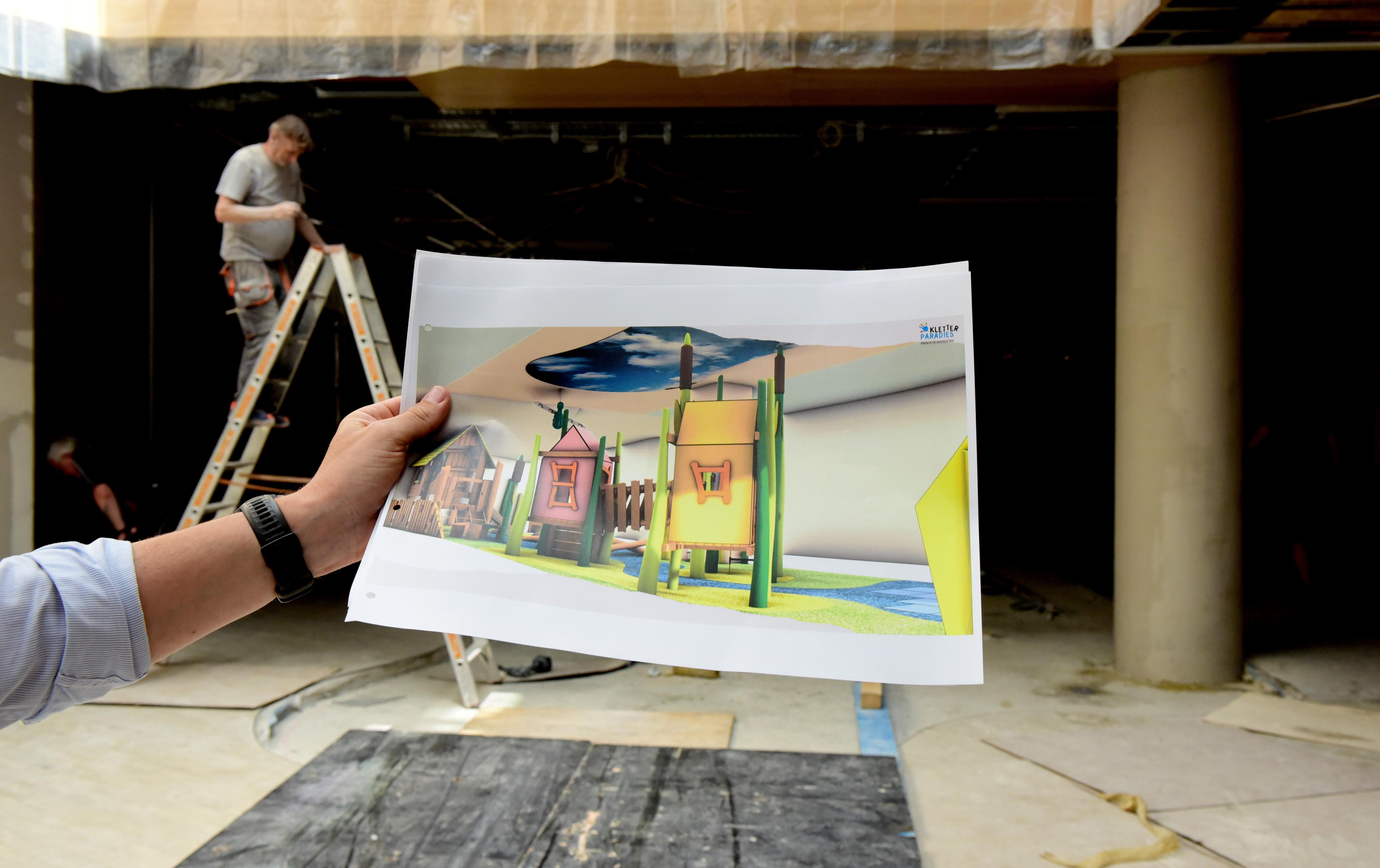 Diese Visualisierung zeigt einen der Spielbereiche. Das "Flair" will sich durch besondere Familientauglichkeit von der Masse abheben - unter anderem auch durch eine Rutsche über zwei Ebenen, Spieltische, einen kostenlosen Fitnessbereich und ein Riesenaquarium.