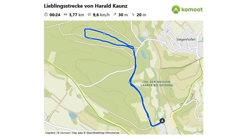 Hier geht es zur Lieblingsstrecke von Harald Kaunz.  © OpenStreetMap-Mitwirkende