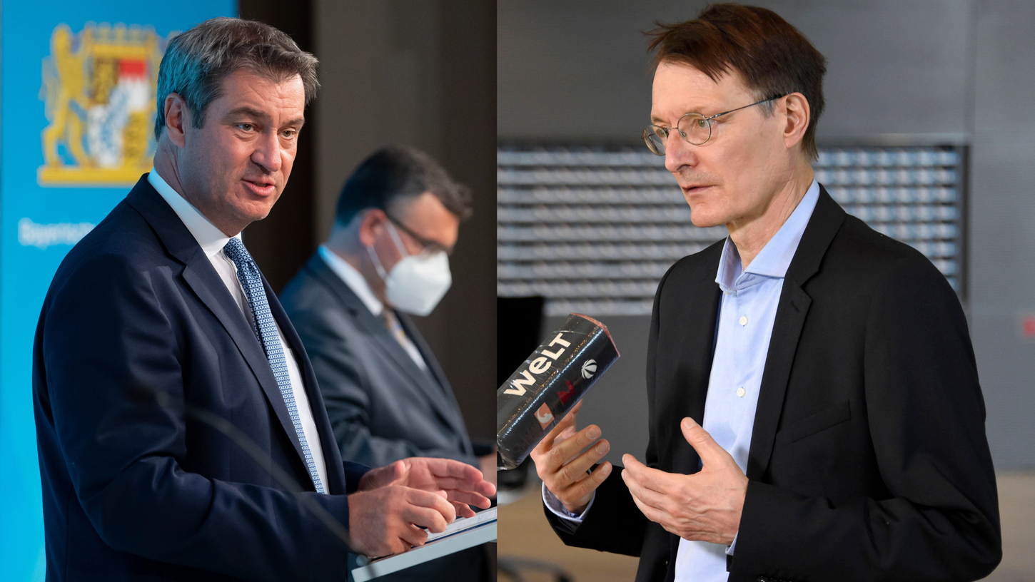 Markus Söder (CSU) und Karl Lauterbach (SPD) sind sich uneinig über die verkürzte Genesenenregelung. 