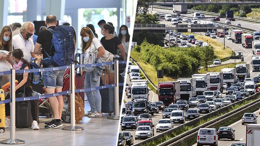 Ferienstart in Bayern: Stau auf der Autobahn, Hochbetrieb am Flughafen