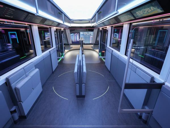 Wenn hohes Passagieraufkommen herrscht, lassen sich die Sitzmöbel wegklappen.
Wenn hohes Passagieraufkommen herrscht, lassen sich die Sitzmöbel wegklappen.