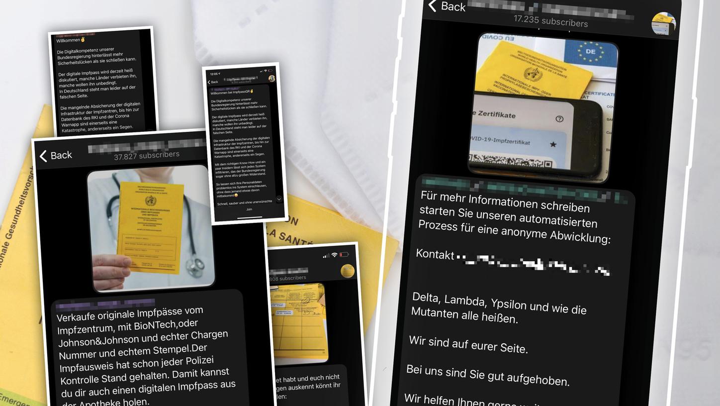 Auf Telegram werben Dutzende Händler für gefälschte Impfpässe. Immer häufiger werden auch digitale Zertifikate angeboten. 