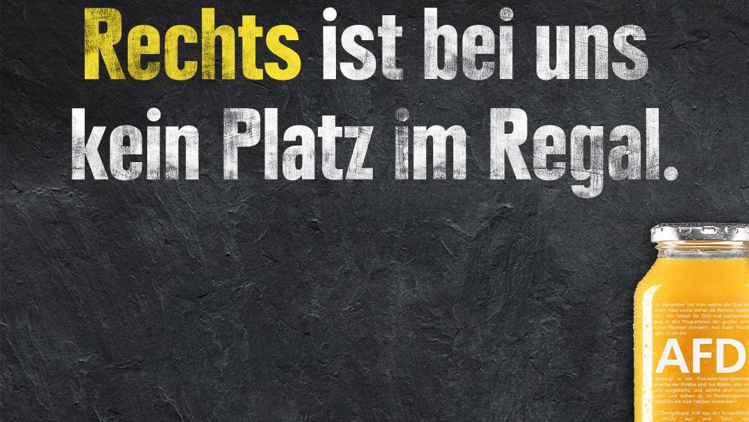 Edeka verkündete auf Facebook, die Smoothies mit der AfD-Werbung wieder zurückzuschicken. Edeka verkündete auf Facebook, die Smoothies mit der AfD-Werbung wieder zurückzuschicken.