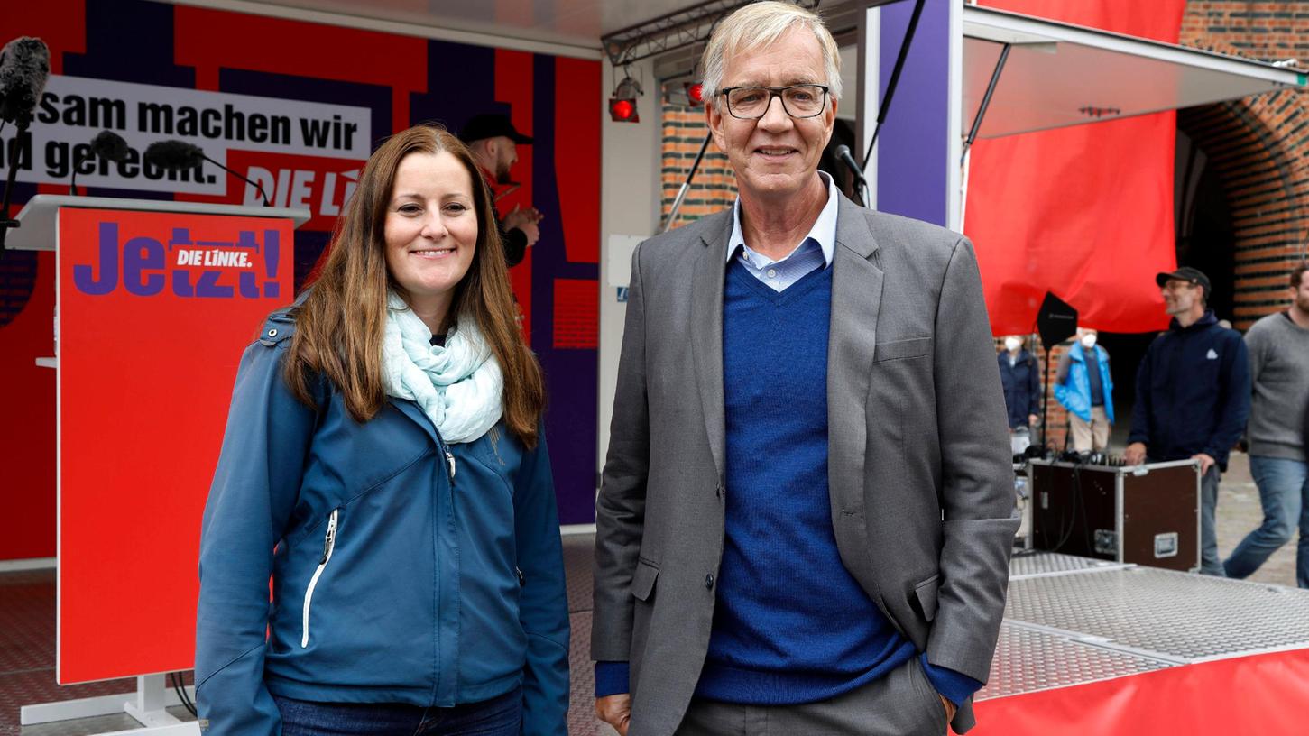 Stünden als Koalitionspartner bereit: Janine Wissler und Dietmar Bartsch bei der Städtetour der Partei Die Linke zur Bundestagswahl.