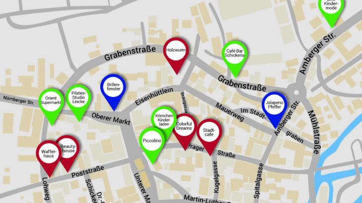 Ladenschließungen (in Rot) sowie Neueröffnungen (in Grün) halten sich in der Hersbrucker Innenstadt in Folge der Corona-Pandemie in etwa die Waage. Dazu kommen noch einige Geschäftsübernahmen (in Blau). Bei dieser Grafik besteht kein Anspruch auf Vollständigkeit, zumal die Geschäftswelt in stetigem Wandel ist. Letzteres bestätigt auch Tobias Chilla von der Uni Erlangen. Ladenschließungen (in Rot) sowie Neueröffnungen (in Grün) halten sich in der Hersbrucker Innenstadt in Folge der Corona-Pandemie in etwa die Waage. Dazu kommen noch einige Geschäftsübernahmen (in Blau). Bei dieser Grafik besteht kein Anspruch auf Vollständigkeit, zumal die Geschäftswelt in stetigem Wandel ist. Letzteres bestätigt auch Tobias Chilla von der Uni Erlangen.