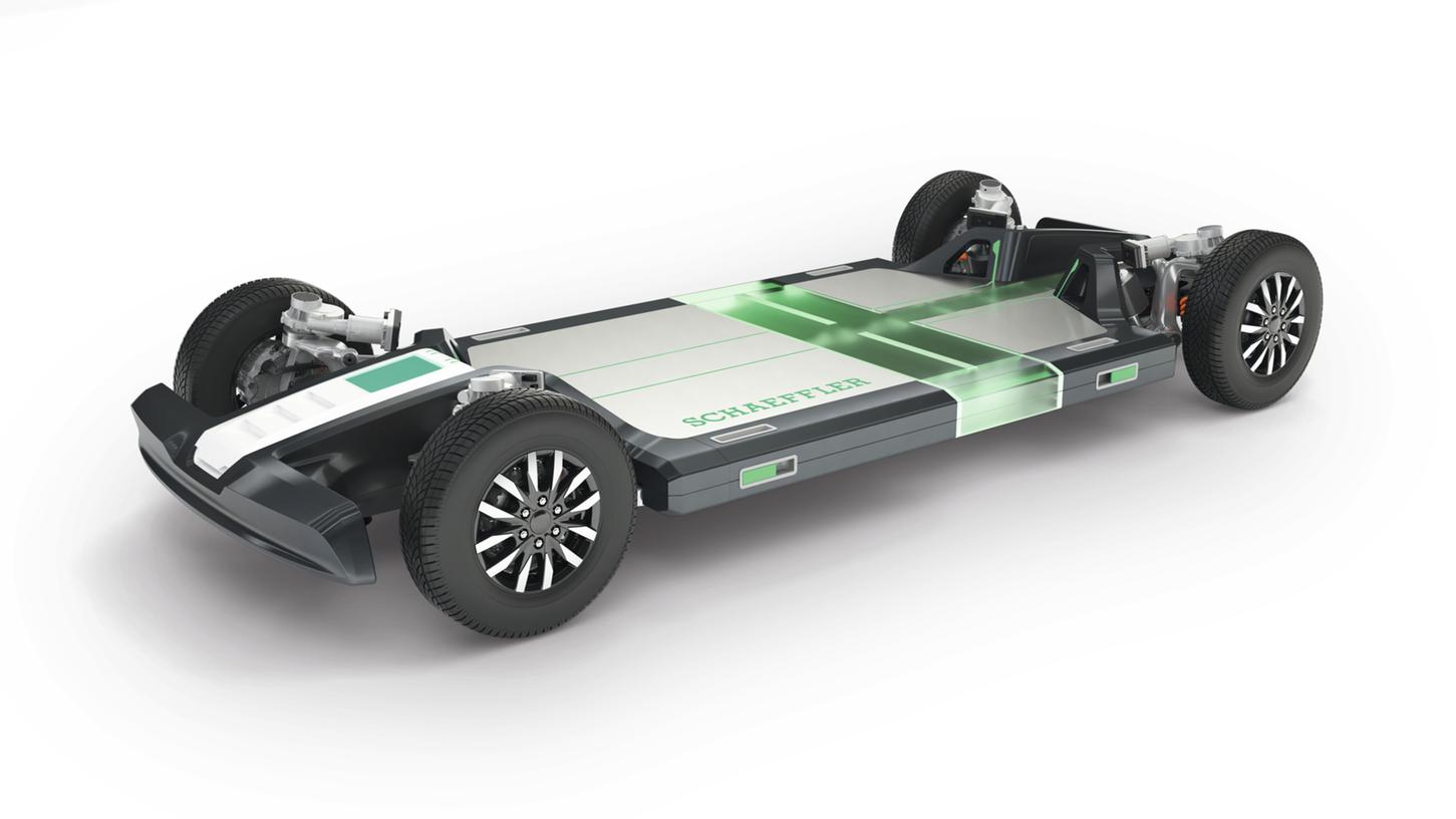 So sieht es aus: das Rolling Chassis von Schaeffler. So sieht es aus: das Rolling Chassis von Schaeffler.