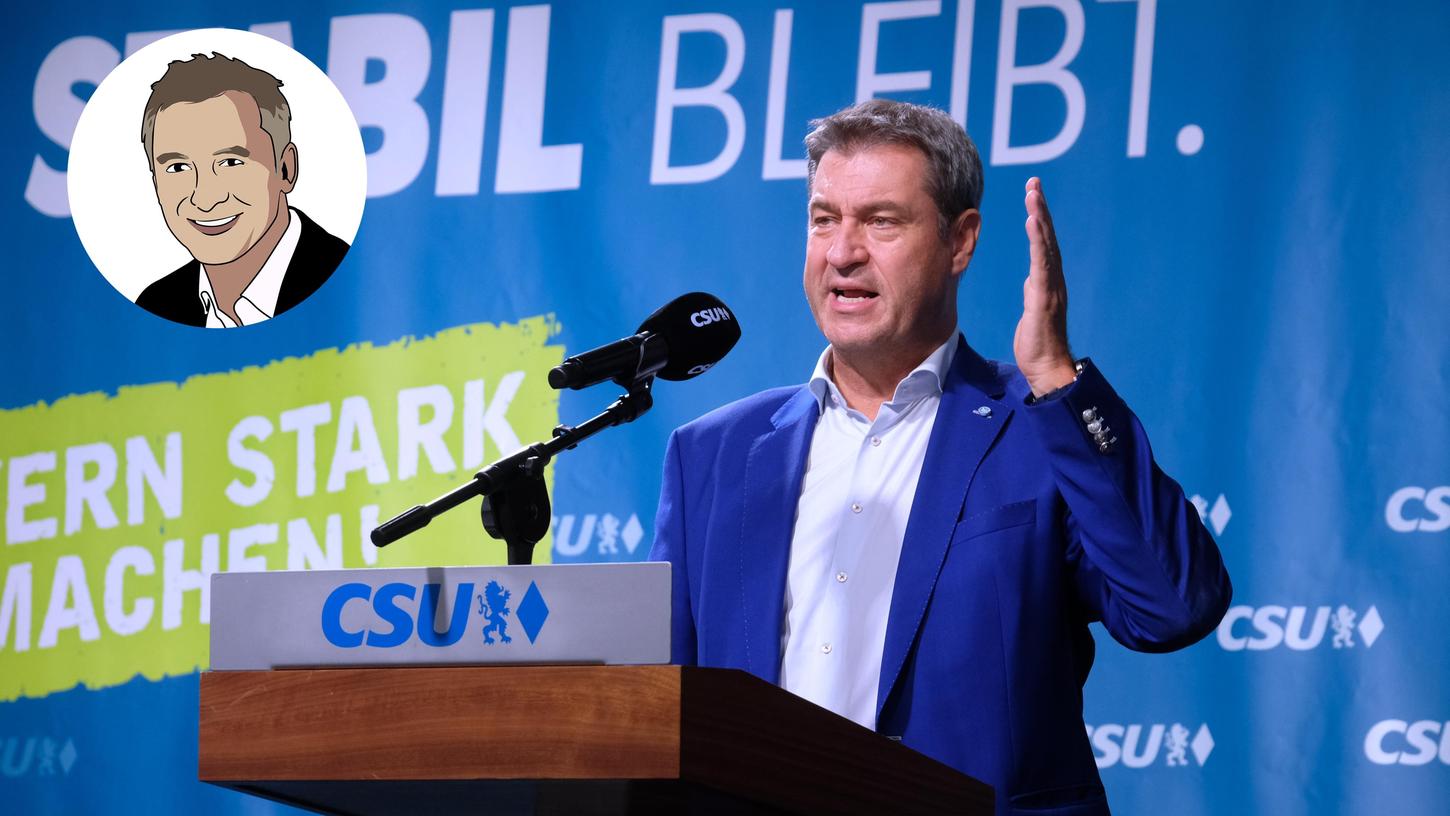 Ist er tatsächlich "ausbefördert"? Bayerns Ministerpräsident Markus Söder beim Wahlkampf im Max-Morlock-Stadion. 