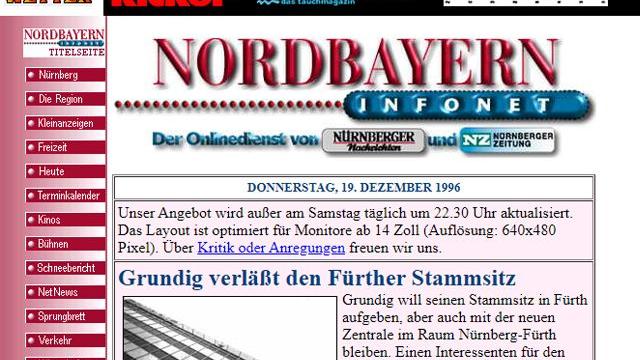 So sah die Startseite von nordbayern.de vor 25 Jahren aus. So sah die Startseite von nordbayern.de vor 25 Jahren aus.