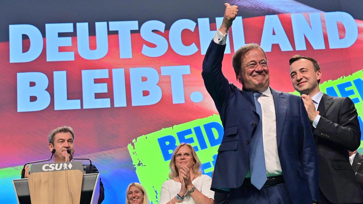 Unions-Kanzlerkandidat Armin Laschet kam gut an beim CSU-Parteitag in Nürnberg.