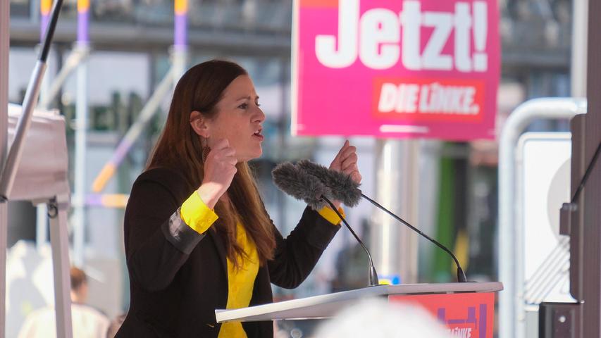 Wahlkampfendspurt in Nürnberg: Linken-Spitzenkandidatin Janine Wissler kämpft um Stimmen