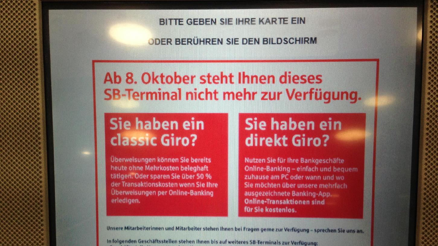 Ab 8. Oktober wird das SB-Terminal für Onlineüberweisungen nicht mehr zur Verfügung stehen. Der Service soll dann nur noch am Hugenottenplatz möglich sein.