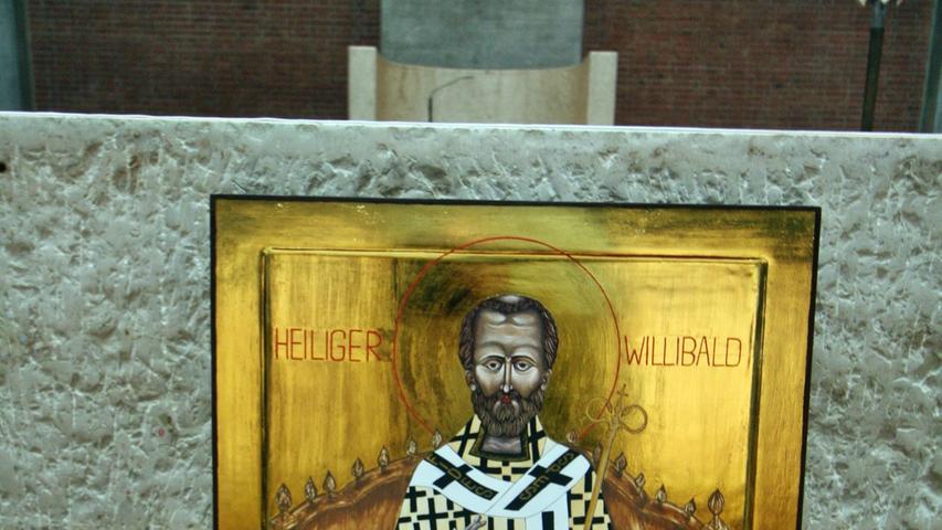 Die Willibaldsikone wird nach dem Festwochenende erst einmal für längere Zeit in der Heilig-Kreuz-Kirche bleiben, weil die Pfarrkirche saniert wird.