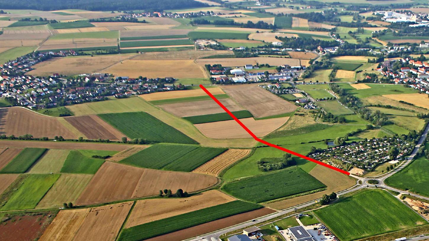 In etwa wie mit der roten Linie eingezeichnet soll der zweite Bauabschnitt der Weißenburger Westtangente gebaut werden. Jetzt gibt es ein Bürgerbegehren, das das Projekt verhindern will. In etwa wie mit der roten Linie eingezeichnet soll der zweite Bauabschnitt der Weißenburger Westtangente gebaut werden. Jetzt gibt es ein Bürgerbegehren, das das Projekt verhindern will.