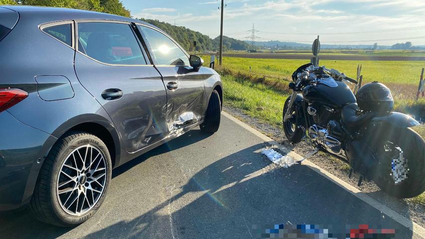 Wiesenthau: Motorradfahrer nach Unfall schwer verletzt