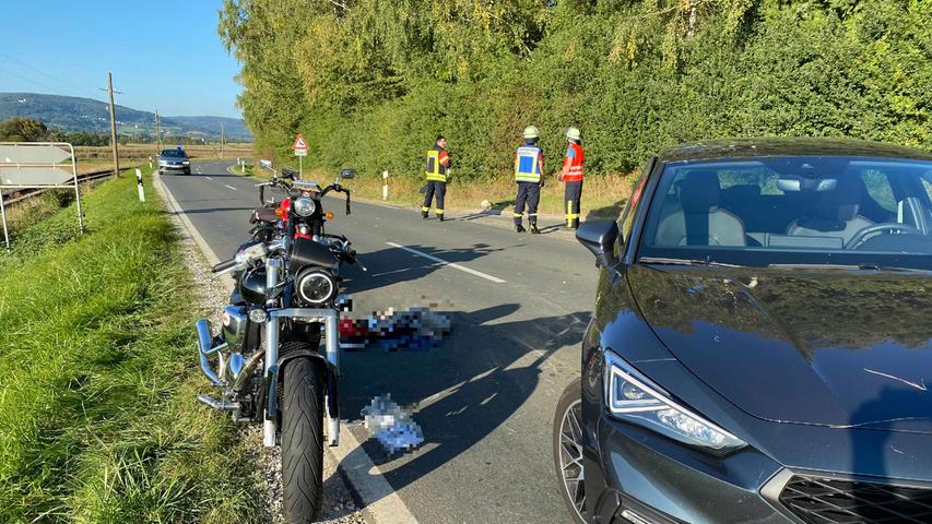 Wiesenthau: Motorradfahrer nach Unfall schwer verletzt