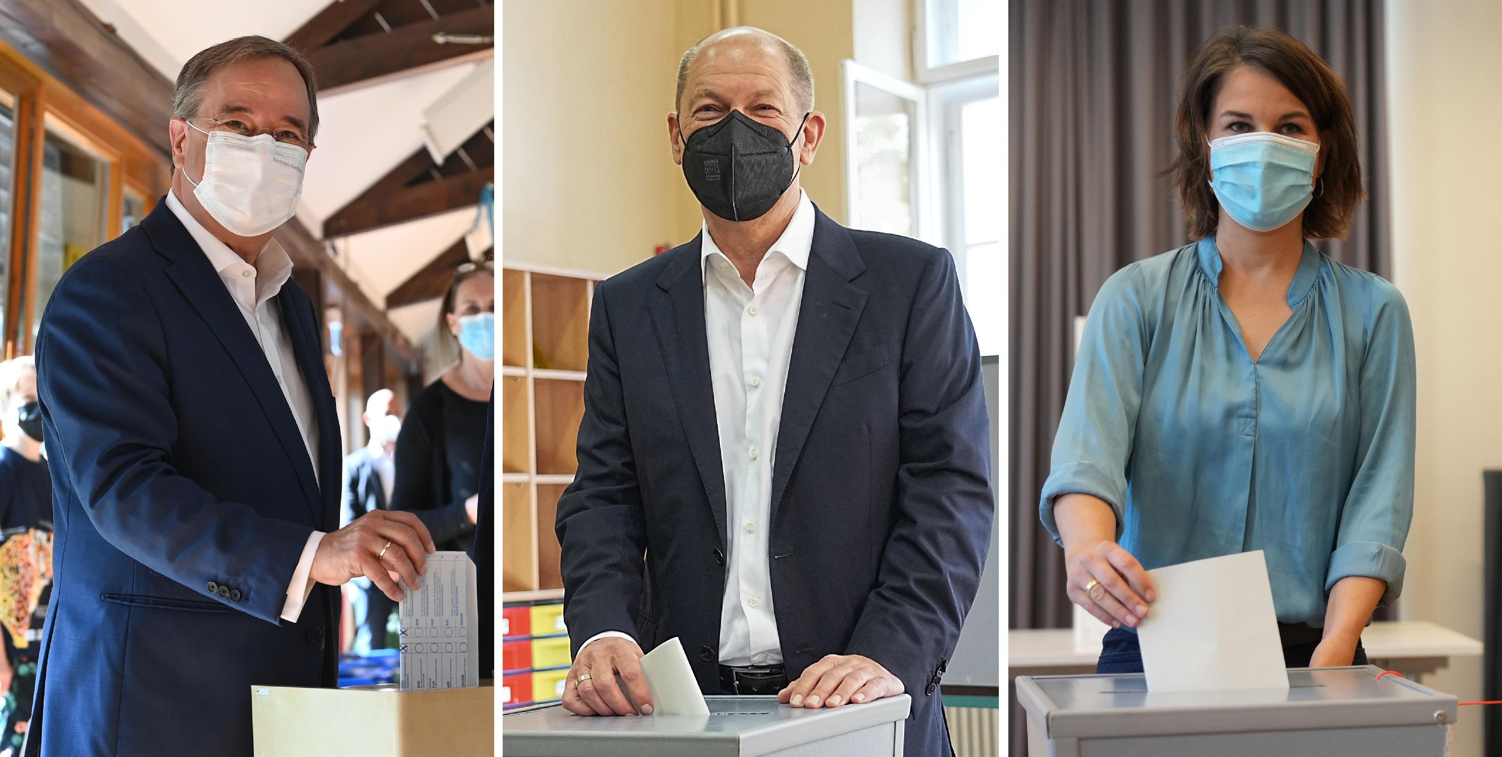 Bundestagswahl - Stimmabgabe Laschet, Scholz, Baerbock