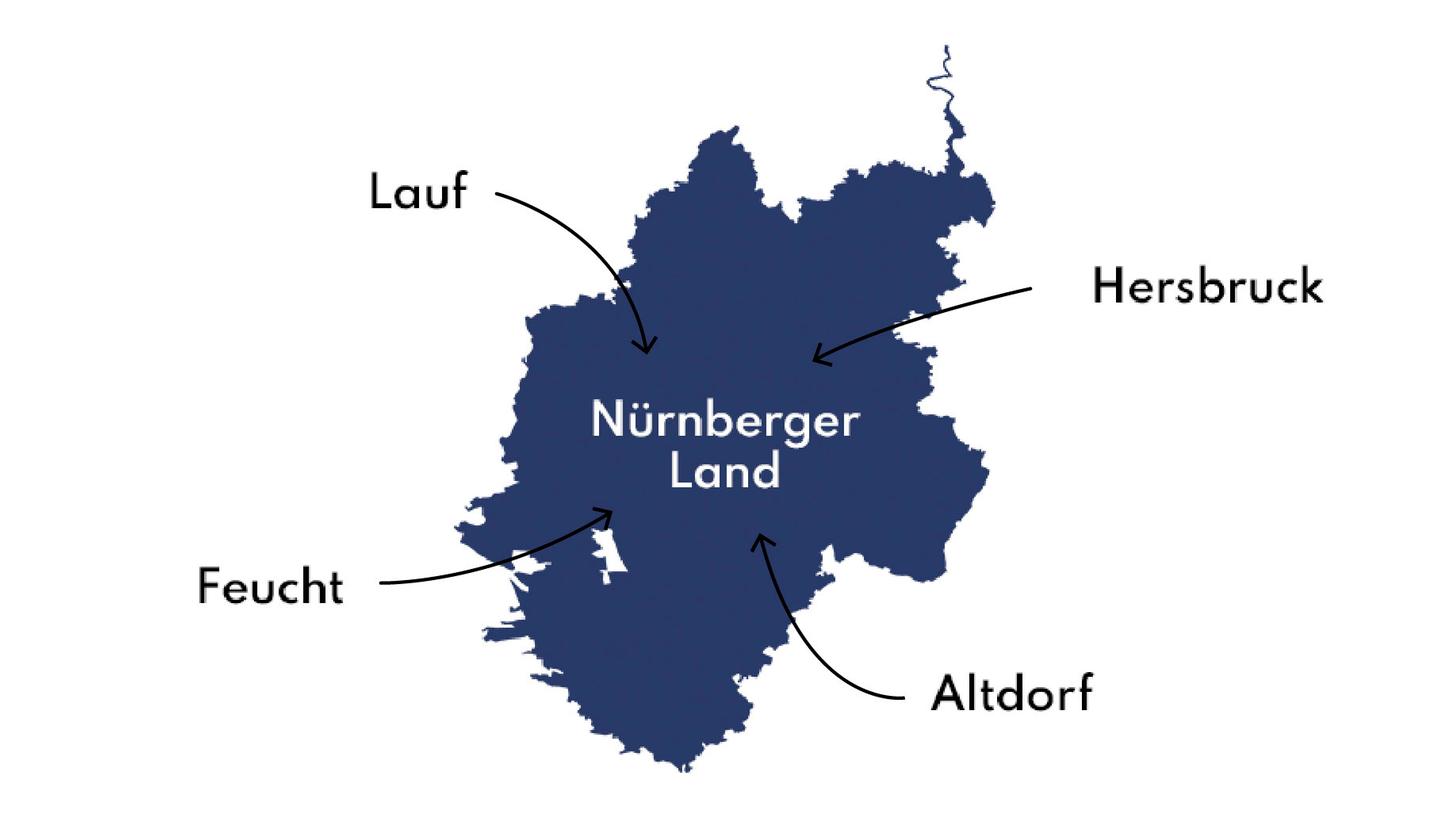 Vier Orte bilden bald die neue Region Nürnberger Land.
Vier Orte bilden bald die neue Region Nürnberger Land.