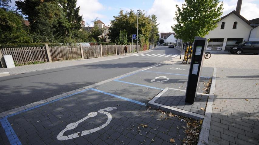 Straße "An der Schütt": Diese Ladesäule ist in der Regel gut belegt.