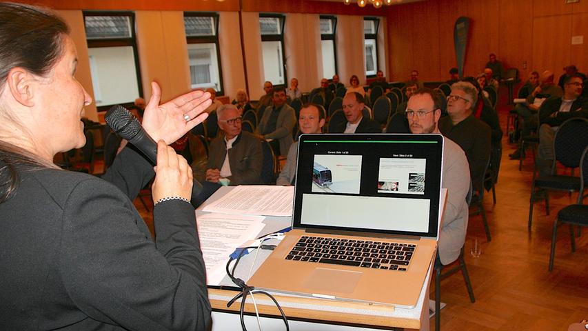 Bürgermeisterin Christiane Meyer sprach bei der Podiumsdiskussion zu Bürgermeisterin Christiane Meyer sprach bei der Podiumsdiskussion zu