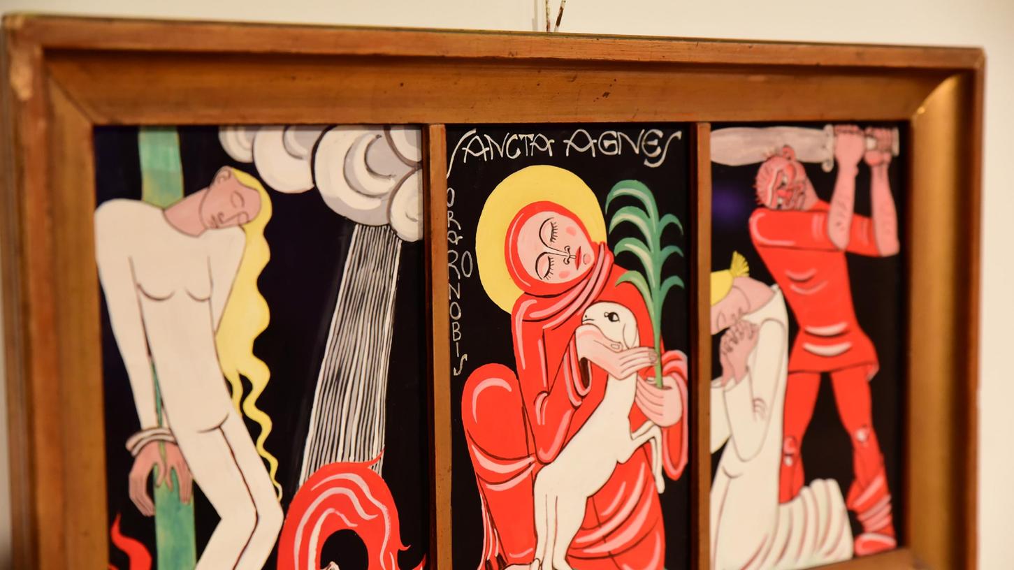 In Felix Müllers Werk tauchen sehr häufig christlich-religiöse Themen auf: Hier das Triptychon In Felix Müllers Werk tauchen sehr häufig christlich-religiöse Themen auf: Hier das Triptychon