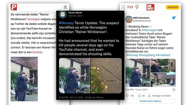 Mittlerweile haben sich manche Hater es zur Hauptbeschäftigung gemacht, den Drachenlord zu mobben. Und sie verdienen ihrerseits wieder Geld damit, weil die Videos geklickt werden. In der norwegischen Kleinstadt Kongsberg tötet ein Mann im Oktober 2021 fünf Menschen und verletzt zwei weitere. Noch während die Suche nach Hintergrund und Motiv der Tat läuft, verbreitet sich bereits eine Falschmeldung im Netz. Ursprung sind Hater des fränkischen YouTubers Drachenlord, die ein Bild von Winkler mit Pfeil und Bogen in Zusammenhang mit dem Täter veröffentlichen. Hier geht's zum Artikel.